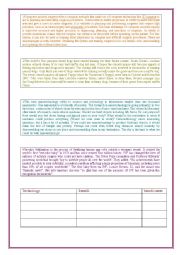 English Worksheet: reading comprehension