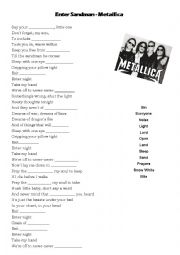 English Worksheet: Song: Enter Sandman - Metallica