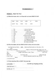 English Worksheet: Simple Past Tense