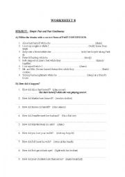 English Worksheet: Simple Past and Past Continious