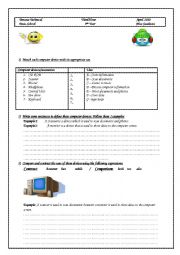 English Worksheet: computer devices and their uses