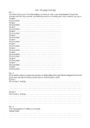 English Worksheet: Test on Shopping Vocabulary 