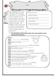 English Worksheet: Personal Info, Greetings and leave takings