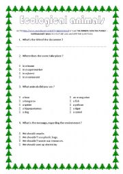English Worksheet: Ecological animals