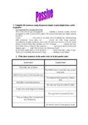 English Worksheet: PASSIVE VOICE