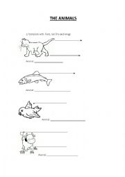 English Worksheet: The parts of animals