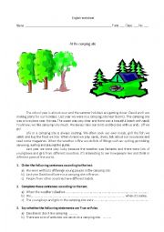 English Worksheet: Camping site