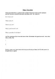 English Worksheet: Time traveller activity to practice future tense and questions
