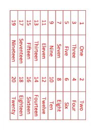 English Worksheet: Numbers Match