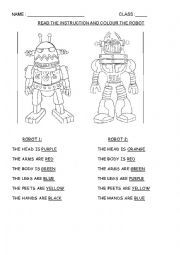 English Worksheet: Colour the robot