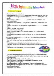 English Worksheet: Eric the engine and the railway rock(8th form)