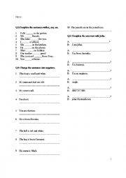 English Worksheet: grammar test