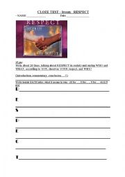 English Worksheet: cloze test - RESPECT