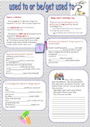 English Worksheet: used to vs be/get used to  