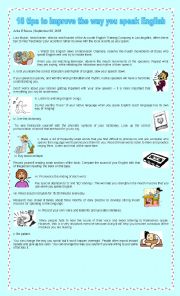 English Worksheet: 10 tips to improve the way you speak English