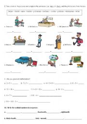 English Worksheet: Jobs _ To Be - Cardinal and Ordinal Numbers