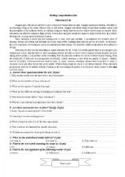 English Worksheet: Reading Comprehension Quiz