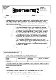 English Worksheet: Reading comprehension / second term 9th form