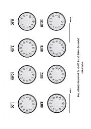 English Worksheet: Teach Time