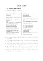 English Worksheet: Space Oddity