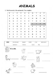 English Worksheet: Animals