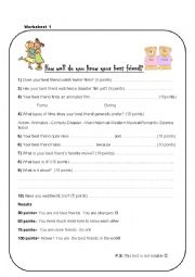 English Worksheet: best friend