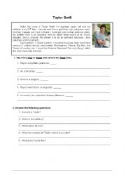 English Worksheet: Test - Taylor Swift