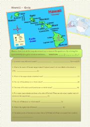 English Worksheet: Quiz on Hawaii. Pupils solve it from out of the map.