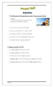 English Worksheet: Simple Past - Language and writing activities.