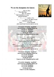 English Worksheet: WE ARE THE CHAMPIONS