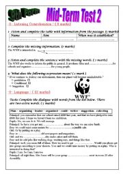 English Worksheet: Mid-term test 2 9th form