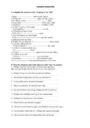 English Worksheet: Be going to-will-may-might-must-mustnt-pronouns and possessive adjectives