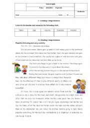 English Worksheet: Test - 7th form- Daily Routine