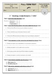 English Worksheet: full term test nb 2