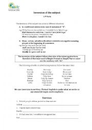 English Worksheet: inversion of the subject