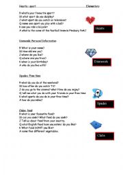 English Worksheet: conversation game with playing cards