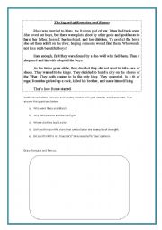 English Worksheet: Romulus and Remus