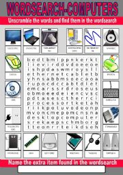 English Worksheet: Computer Wordsearch