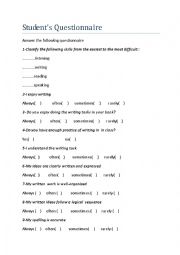 English Worksheet: writing questionnaire