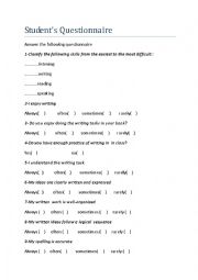 writing questionnaire