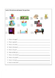 English Worksheet: in on under behind