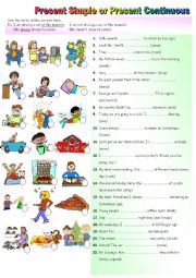 English Worksheet: Present simple and present continuous