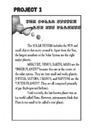 English Worksheet: The solar system