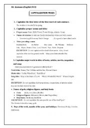 English Worksheet: Capitalisation rules explaines