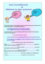 English Worksheet: Wishes in the present - 2nd  Conditional