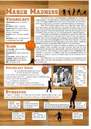 English Worksheet: Reading: March Madness
