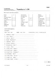 English Worksheet: Numbers