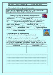 English Worksheet: lesson 2 transport ( 8th forms / tunisian students )