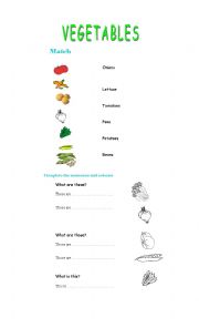 English Worksheet: vegetables