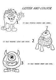 English Worksheet: Colour the aliens